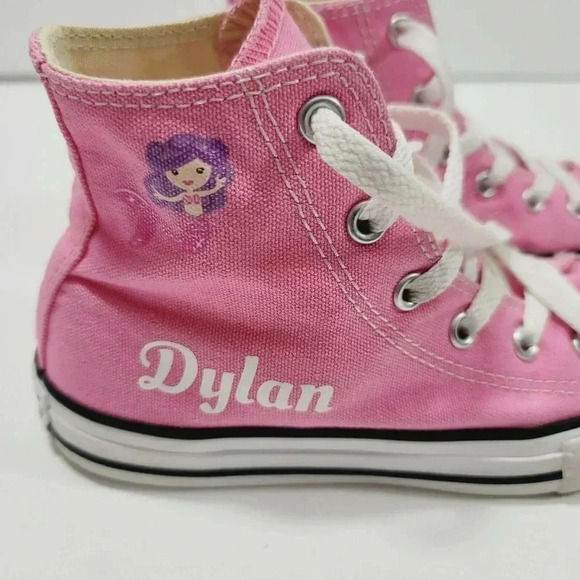 Converse Youth Chuck Taylor All Star Hi Toe Sneakers Shoes 3J234 Pink/White Sz 1 - Picture 2 of 7